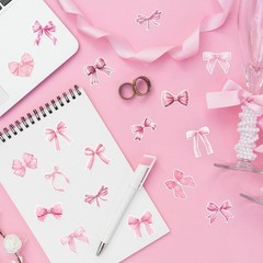 500pcs/roll Pink Bow Seal Stickers, Cute Gift Box Blessing Stickers, Packaging D