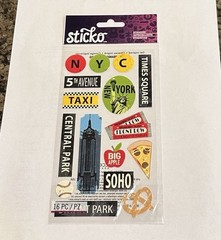 Sticko BIG APPLE New York City Flat Stickers 16 Pcs Travel Taxi Broadway Park