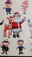 VINTAGE STICKERS RUDOLPH THE RED NOSED REINDEER SANTA ELF YETI RARE PAPER HOUSE.