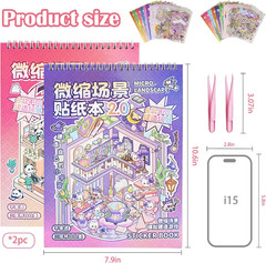 2 Big Size DIY 3D House Stickers Books with 12 Miniature Scene Therapy Stickers