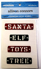 Creative Imaginations Christmas Distressed Metal Words Santa Elf Tree RARE Craft