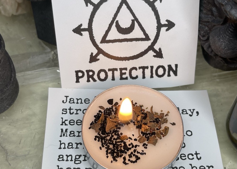 Protection Candle Burning With Physical Sigil Sticker