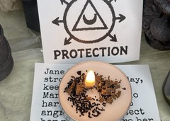 Protection Candle Burning With Physical Sigil Sticker