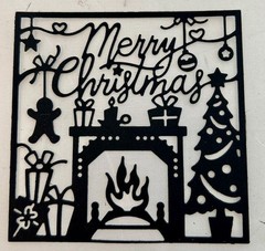 Xmas Die Cuts * Merry Christmas Fireplace Scene * Set of 6 * Black Cardstock
