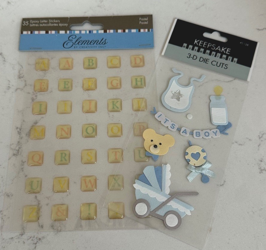 Keepsake Baby Boy 3-D Die Cut Scrapbook Memory Letter Block Stickers