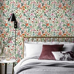 Floral Peel & Stick Wallpaper – Renter Friendly, Pink Vintage, Watercolor Wal…