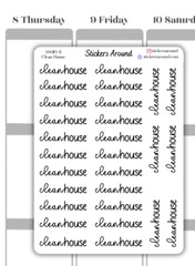 Clean House Duo Font Script Planner Sticker, Handwriting, Chores Stickers
