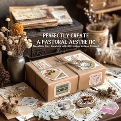 300 Vintage Stickers Journal Supplies Paper Crafts Waterproof Laptop