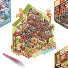 3D Sticker Therapy Scene for Adults & Kids, Large & Detailed Cozy Room Stickers,