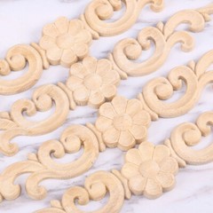4PCS Wood Appliques for Cabinets White Embryo Decor Scrapbook Embellishments