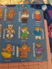 Vintage American Greetings Stickers Teddy Bears Saying Hello Foreign 1 Sheet