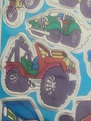 Vintage 80s Fun Foil Shinies Stickers Hallmark Race Cars Monster Truck Jeep