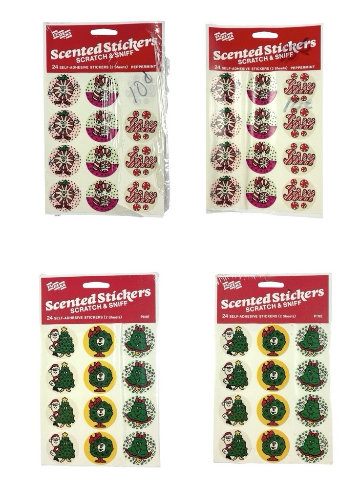 Eureka VTG Lot of Scratch & Sniff Scented Christmas Stickers Peppermint Pine