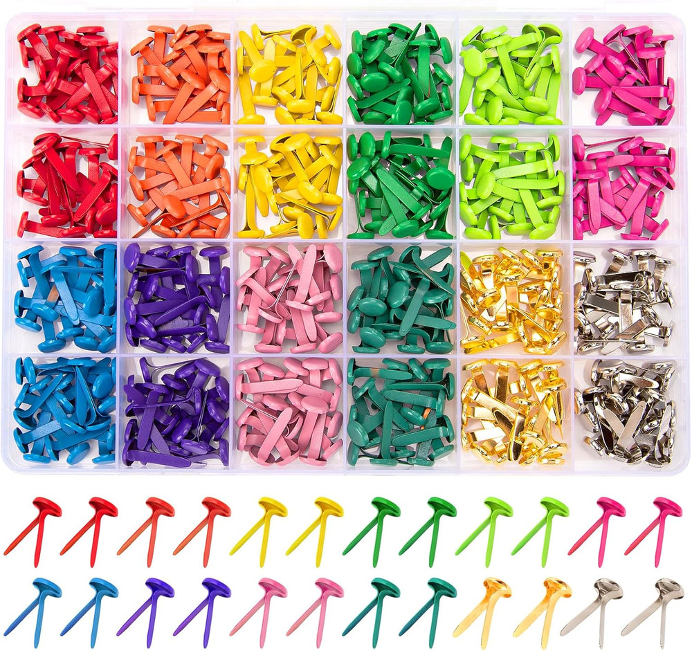 360 Pcs Brads for Paper Crafts 12 Colors Metal Brass Brads | Paper Fasteners Min