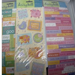 Daisy Hill Baby Stickers Scrapbooking Embellishments Words Animals New 3 Sheets