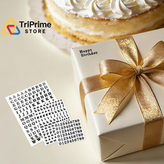 OIIKI 640pcs Small Metal Letter Number Stickers, 3D Self-Adhesive Mini Black