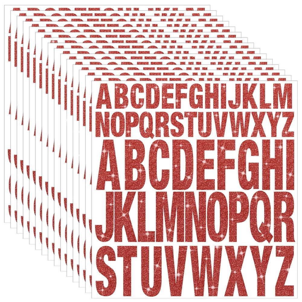 15 Sheets Letter Stickers 780 Pcs Glitter Capital Letters Large Red