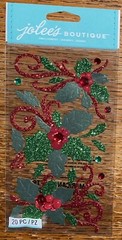 RARE Jolees Flourishes & Holly Christmas Glitter Gem Accent 3D Scrapbook Sticker