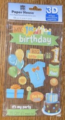 RARE 3D Paper House My 1st Birthday Boy Big Little Guy 1 Year Old Baby Stickers