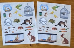 Creative Memories lot of 2 Stickers FISH BIRDS GERBIL TURTLE RABBIT 4″ X 5″ NEW