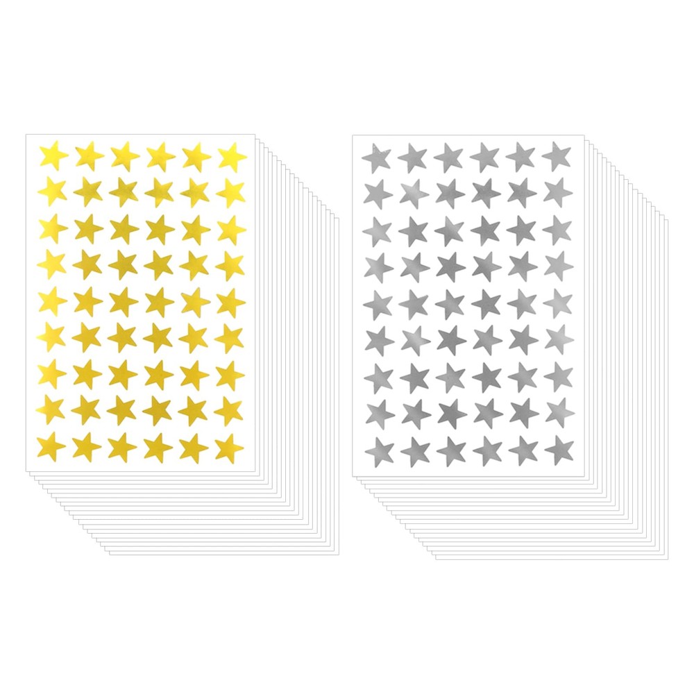 SAVITA 2160pcs/ 40 Sheets Star Reward Stickers, 1.3cm/0.5 Inch Mini Star Stic…