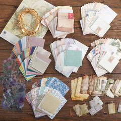 445 PCS Vintage Scrapbook Paper Journaling Scrapbooking Supplies Kit Aesthetic D