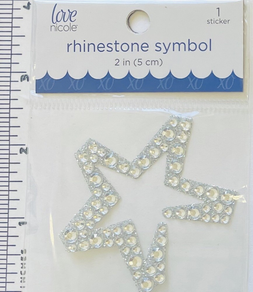 Star Symbol Rhinestone Sticker 2″ Clear Silver Glitter Bling Crafts Scrapbook