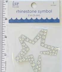 Star Symbol Rhinestone Sticker 2″ Clear Silver Glitter Bling Crafts Scrapbook