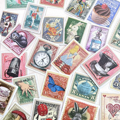 Alice in Wonderland Stamp Stickers Scrapbooking Junk Journaling Laptop Phones