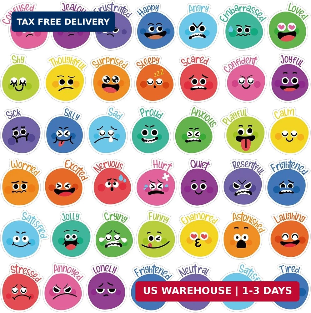 800 Pieces Face Emotion Feelings Stickers for Kids 1.4 Inch Funny Mood Incentive