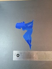 Vintage Stickers MUD FLAP GIRL Glossy Foil Vending Sticker VTG PVI Blue 01