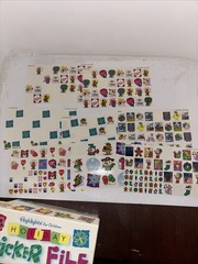 Vintage Highlights For Children Magazine Sticker File Box & Holiday Stickers Lot