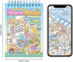 10 Sets DIY 3D House Stickers, Scene Miniature Sticker , Cute Cartoon Scenes for