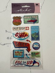 Sticko 12PC Coast to Coast Stickers Sign Pitt Stop Good Eats Road Trip Scrapbook