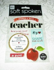 Soft Spoken World’s Best Teacher Dimensional Sticker Embellishments Decorations