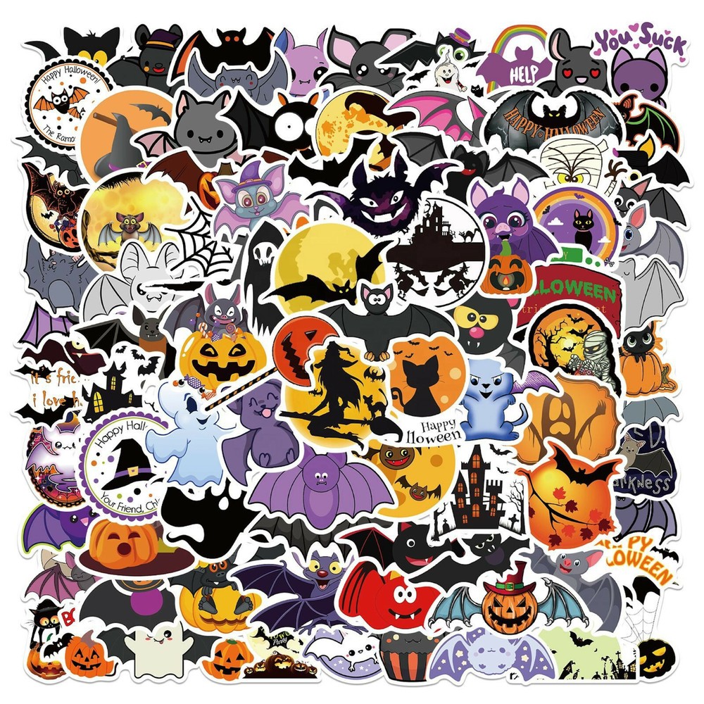 100 Pcs Halloween Stickers Scary Spooky Trick R Treat Sticker Kids Boys Girls