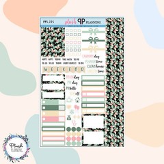 Kawaii Butterfly Green Floral Pattern Planner Stickers Sampler, Floral Pattern,