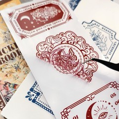 ZHIJIANHZ Vintage Lace and Frame Sticker Book,30 Sheets PET Transparent