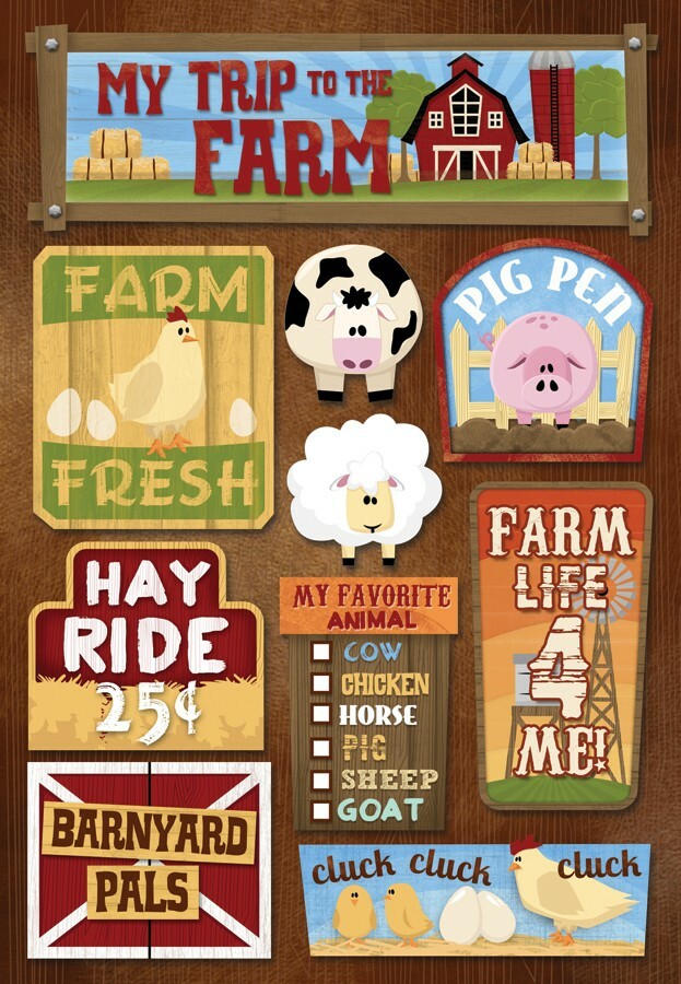 Scrapbooking Crafts KF Stickers Trip to Farm Hay Ride Fresh Cow Pig Chicken Barn