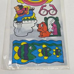 VINTAGE 1983 GORDY SILVER GLOW REFLECTION STICKERS NEW SEALED MIRROR RAINBOW DOG