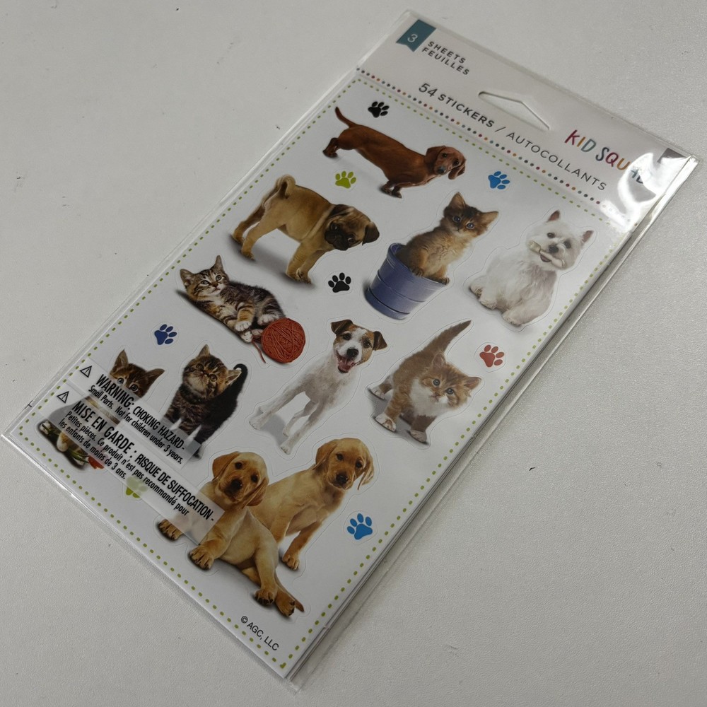 American Greetings Kid Squad Dogs, Puppies, Cats & Kittens Stickers (3 Sheets)