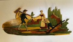 Vintg French Renaissance Style Cut Out Scraps Couples in Countryside – France