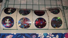 Vintage Stickers Skull Ninja Poison Prism Silver Red POGS Slammers Lot Of 8