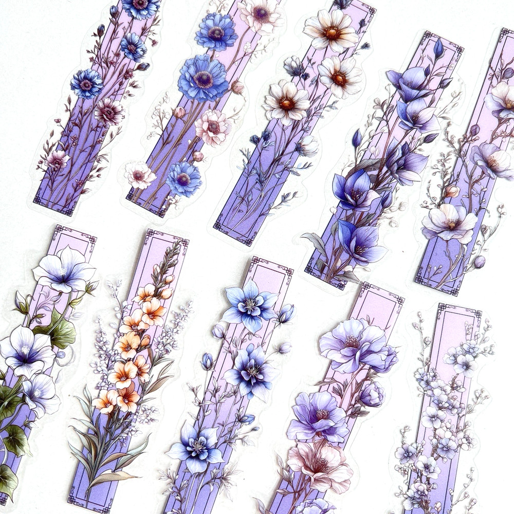 Purple Country Flower Stickers Junk Journal Collage Scrapbooking