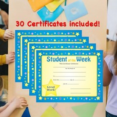 30 PCS 11×8.5 Inch Colorful Student Week Recognition Award Certificate Paper