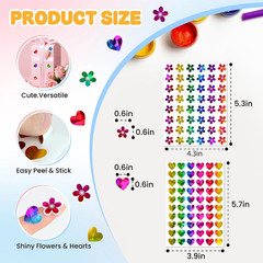 1728Pcs Holographic Rainbow Floral Flowers and Hearts Stickers 0.6″, Sparkly …