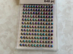 BEAD LANDING STICKY GEMS ROUND RINBOW GEMS 3 SHEETS 648 PCS