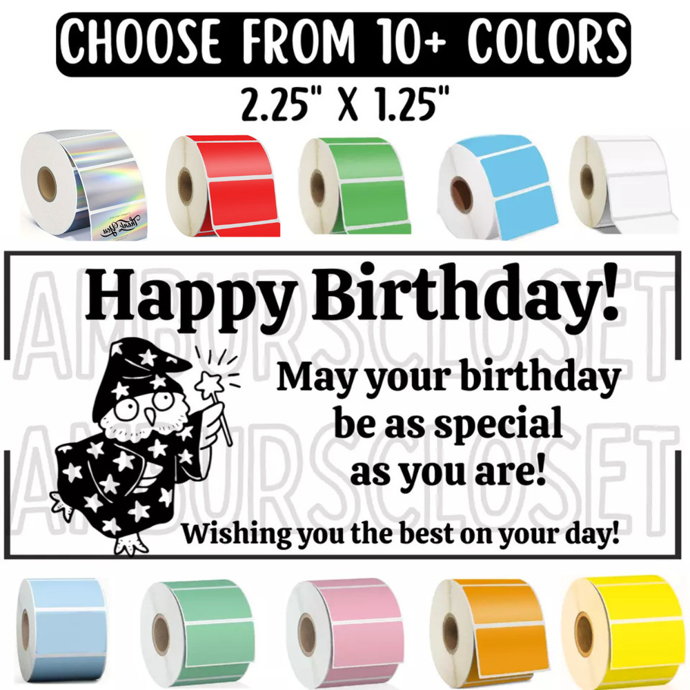 50 HAPPY BIRTHDAY STICKERS 2.25″ LABELS SEALS PARTY FAVOR SCRATCH RESISTANT