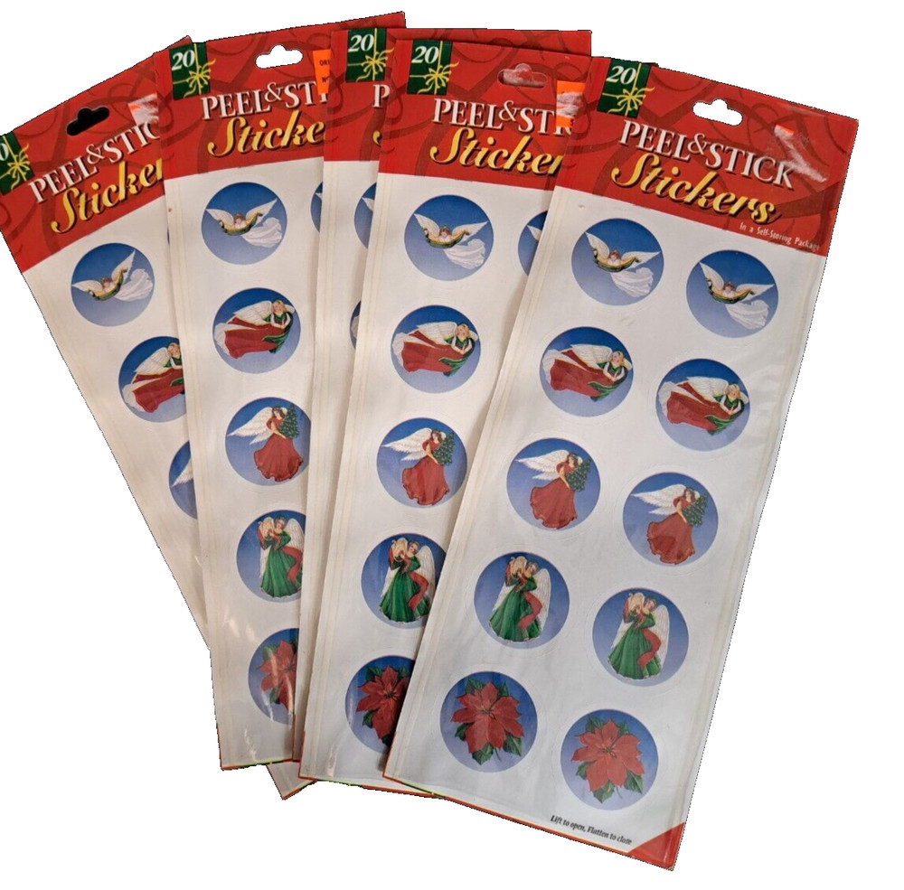 Lot of 5 Packs Vin USA Color Clings Stickers Christmas Theme Peel & Stick NOS