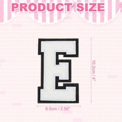 4″ Chenille Letter Patches,White Chenille Initial A-Z Patches (Letter E)